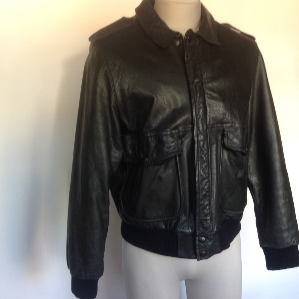 Vintage Reed black leather bomber jacket